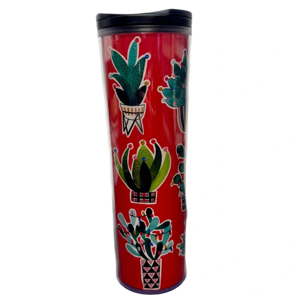 Starbucks Holiday 2017 Cactus 16 oz plastic travel coffee tumbler NWT